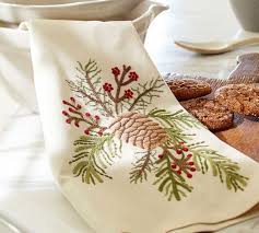 pinecone & berry embroidered kitchen