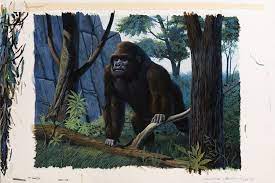 Mountain Gorilla On Board By Keith Freeman Is Available Too Wildlife Art Mountain Gorilla Art