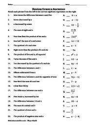 Write verbal expressions and sentences as algebraic expressions and equations. Algebraic Expressions Worksheets Teachers Pay Teachers