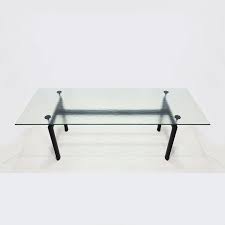 Le corbusier, lc 10 coffee table, circa 1980 cassina edition signed and numbered metal, steel and glass measures: Cassina Le Corbusier Designed Lc6 6 8 Seat Dining Table With Textured Glass Top At 1stdibs
