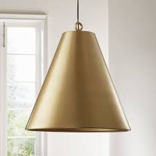 Sale Ends Soon Shop Rodan Brass Metal Cone Pendant A Smooth Brass Cone Pendant Adds Clean Ge Entryway Light Fixtures Cone Pendant Light Dome Pendant Lighting