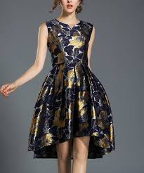 Blue Gold Floral A Line Dress Zulily Zulilyfinds With Images Cocktail Dress Classy A Line Dress Dresses