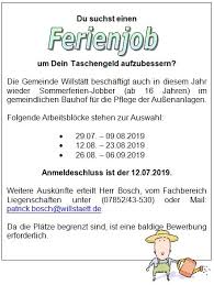 Der gesetzgeber schreibt vor, dass jugendliche im alter von 13 und 14 jahren maximal zwei. Du Suchst Einen Ferienjob Um Dein Gemeinde Willstatt Facebook