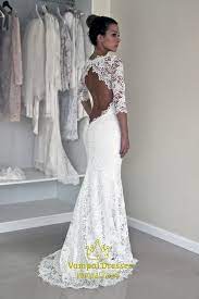 See more ideas about sleeve wedding dress, wedding dresses lace, wedding dresses. White Long Sleeve Backless Lace Mermaid Full Length Wedding Dresses Vampal Dresses