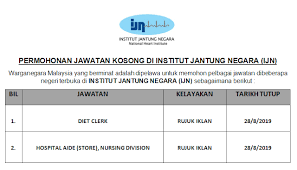 Check spelling or type a new query. Permohonan Jawatan Kosong Institut Jantung Negara Ijn 2019