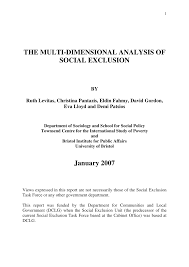Pdf The Multi Dimensional Analysis Of Social Exclusion