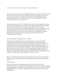 Kontrak lumpsum mengikat pada total biaya. Doc Kontrak Unit Price Kontrak Harga Satuan Nugroho Danu Academia Edu