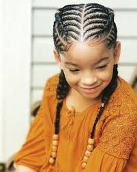 Orange Top Little Girl Black Hair Braided With Beads Easy Braid Hairstyles Hair Styles Braided Hairstyles Braided Hairstyles Easy