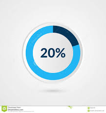 20 Percent Blue Grey And White Pie Chart Percentage Vector