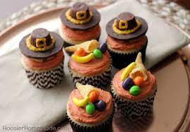 Dinner guests of all ages (adults, kids, and everyone in between) will enjoy each one of these fall cupcakes.cupcakes are a great dessert option to include for. Thanksgiving Cupcakes Pilgrim Hats And Cornucopia Hoosier Homemade