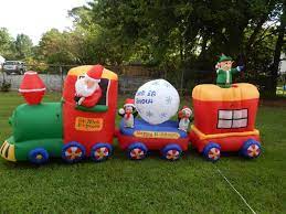 Santa Car Train Scene Christmas Inflatable Christmas Inflatables Christmas Fun Christmas Yard Decorations