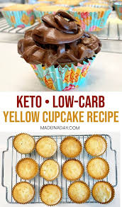 Simple Keto Yellow Cake Cupcakes Recipe Yellow Cupcakes Recipe Yellow Cake Cupcakes Low Carb Cupcakes