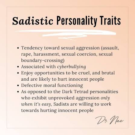 The Sadistic personality is the newest addition to the Dark Tetrad. ⁠ .⁠ .⁠  One of the most under-discussed of the DT personality traits, Sadists are  arguably the darkest and most dangerous