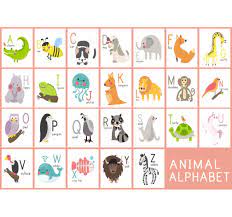 The names of letters in the english alphabet ; Kids Murals Animal Alphabet Names Tenstickers