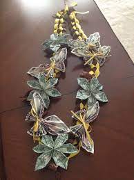 Money Ribbon Graduation Lei With Butterfly S And Plumeria Flowers Graduation Money Lei Graduation Leis Money Lei