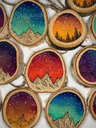Image 0 Hand Painted Ornaments Wood Slice Art Painted Ornaments