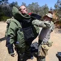U.S. Army Spc. Tanner Moran, carries U.S. Air Force