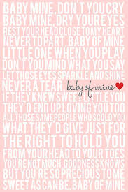 Song Lyric Poster Baby Mine 20x30 Pink White Gray Red Purple Lavender Yellow On Etsy 30 00 Song Lyric Posters Baby Mine Lyric Poster