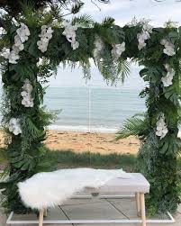Tropical Style Flower Arrangements Beach Wedding Photo Booth Ideas Floral Hire Props Styling Fauxflowercompa Photo Booth Backdrop Photo Booth Backdrops