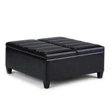 Black leather coffee table ottoman. Best Selling Simpli Home Ellis Upholstered Coffee Table Ottoman In Midnight Black Faux Leather Accuweather Shop