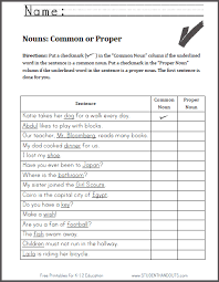Lesson plans for teaching common and proper nouns. Nouns Common Or Proper Worksheet Student Handouts