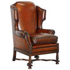 rare william and mary style antique victorian wingback brown leather armchair brown leather armchair armchair leather armchair