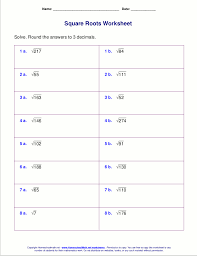 free square root worksheets pdf and html