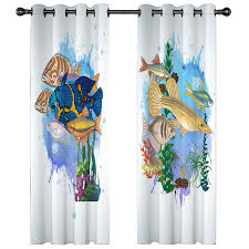 Curbside pickup · earn reward points · save with coupons 3d Uv Printing Fishes Under The Sea Blackout Curtains 4 Prong Pinch Pleat Drawing Room Sliding Panel Curtains Pair 80 By 84 Inches Blue Blackout Curtains