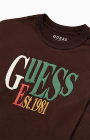 Einfach das textfeld unten ausfüllen und unser service center bearbeitet deine anfrage so schnell wie möglich. Guess Stacked Logo Long Sleeve T Shirt In Brown For Men Lyst