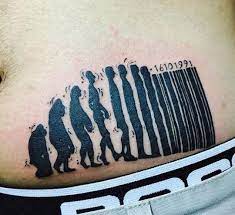 Evolution Barcode Mens Tattoo On Stomach Menstattoos Barcode Tattoo Barcode Tattoo Design Tattoo Designs Men
