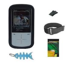 Happyzone Black Silicone Skin Case Adjustable Armband Belt Clip Lcd Screen Protector Light Blue Fishbone Style Keychain Sandisk Mp3 Player Fish Bone