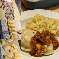Homemade Maultaschen mit gschmälzten Zwiebeln und Kartoffelsalat : rgermany