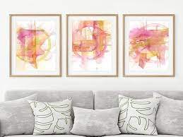 These pairs can actually be. Set Of 3 Prints Of Watercolor Abstract Paintings Living Room Etsy Wall Art Living Room Watercolor Paintings Abstract Room Wall Art