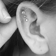 3 In A Row Ear Piercing Ear Piercings Guys Ear Piercings New Ear Piercing Bar Stud Earrings
