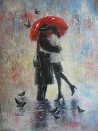 Kus In De Regen Art Print Liefhebbers Zoenen Rode Paraplu Etsy Rain Art Art Umbrella Art