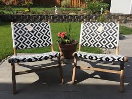 Black And White Strap Girona Outdoor Accent Chairs Set Of 2 World Market Accent Chair Set Outdoor Accents White Outdoor Furniture