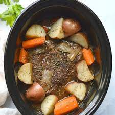 Combine mustard, sugar, worcestershire sauce, beef broth and red wine in a separate bowl and pour over roast; Healthy Crockpot Pot Roast Gf Low Cal Skinny Fitalicious