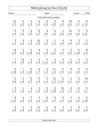 The Multiplying By Five 5 With Factors 1 To 12 100 Questions All Math Works Multiplication Worksheets Math Worksheets Printable Multiplication Worksheets