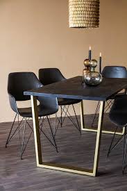 Black Mango Wood Dining Table With Gold Legs Rockett St George Gold Dining Room Modern Black Dining Room Black Dining Room Sets