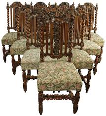 Antique 1880 French Oak Dining Chair Set 10 Hunting Style Ornate Oak Dining Chairs Victorian Decor Victorian Furniture