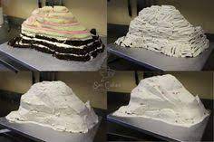 One, dowel each layer of cake like you would a tiered cake, and place a cake board in between each tier. 110 Mountain Cake Ideas Mountain Cake Cake Cupcake Cakes