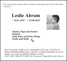 Traueranzeigen von Leslie Abram