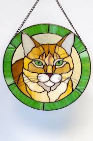 Cat Portrait Made Of Stained Glass From Photo Memorial Pet Gift Ideas Stained Glas In 2020 Stained Glass Patterns Free Stained Glass Patterns Stained Glass Suncatchers