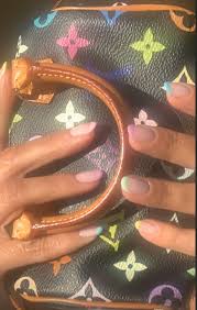 Kourtney Kardashian S New Neon French Manicure Is Perfect For Summer Kardashian Nails Neon French Manicure Colored French Nails