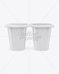 Yoghurt packaging cup mockup psd. 2 Pack Yogurt Mockup Front View High Angle Shot In Cup Bowl Mockups On Yellow Images Object Mockups High Angle Shot Mockup Free Psd Design Mockup Free