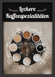 Kaffee Sorten Plakat Werbetafel Kaffee Werbetafel Koffeingehalt Kaffee