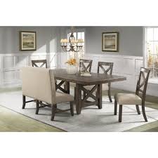 Brooklyn 1.8m extending dining table with 2 natural cross back chairs & bench. 6pc Francis Extendable Dining Table Set 4 X Back Side Chairs And Fabric Back Bench Brown Picket House Furnishings Target