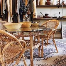 Rattan And Glass Dining Table Wicker Dining Table Glass Etsy Wicker Dining Tables Glass Round Dining Table Rattan Dining Table