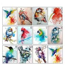 5d Diy Colored Ink Painting Birds Diamond Painting Water Drill Etsy Diamond Painting Cross Paintings 5d Diamond Painting