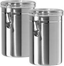 Store dry goods in flour containers on the countertop or in the cabinet to keep ingredients. Amazon Com Stainless Steel Canisters For The Kitchen Beautiful Airtight For Kitchen Counter Medium 64 Fl Oz Food Storage Container Tea Coffee Sugar Flour Canisters By Silveronyx Medium 64oz 2